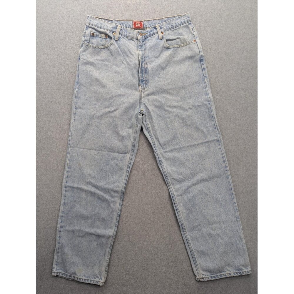 212 Denim Jeans Mens 38x30 Blue Light Wash Rugged Straight Leg Zip Fly PM5069B